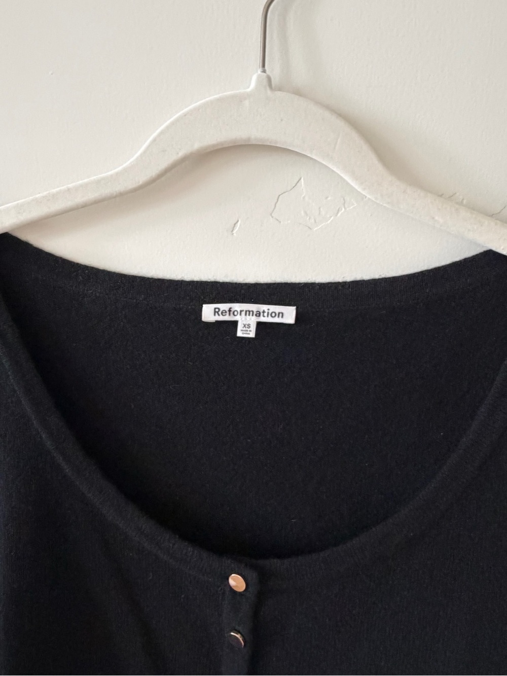 Reformation Black Scoop Neck Button-Front Long Sleeve Top - Picture 2 of 2
